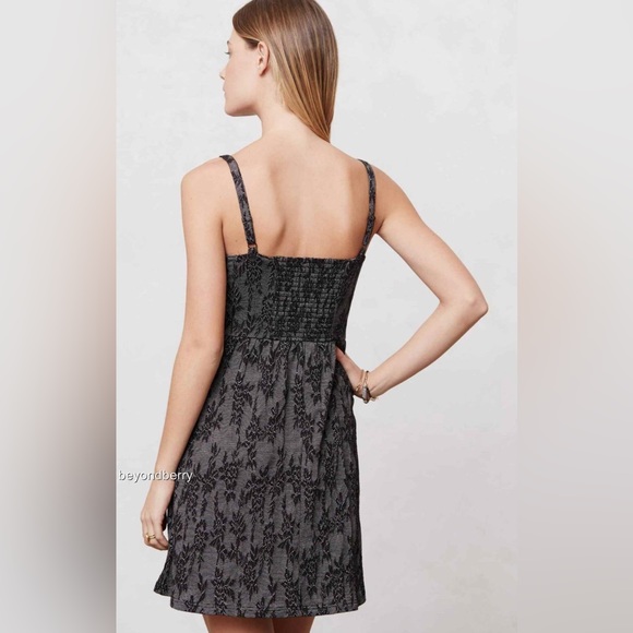 Anthro Lilka Black Striped Floral Dress - Picture 2 of 9